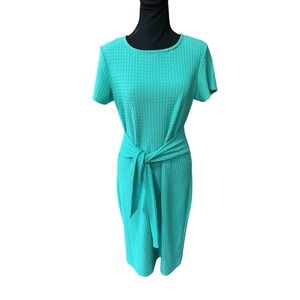 R&K Teal Green Textured‎ Tied Knee Stretchy Short Sleeved Dress Fall Size Medium